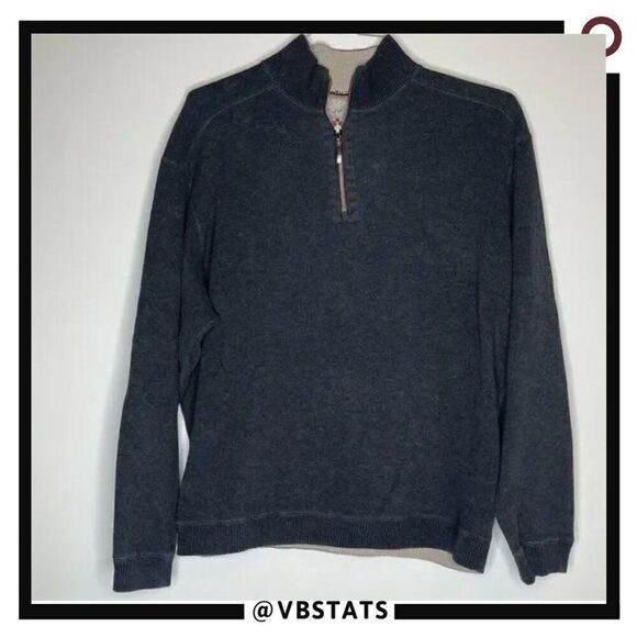 Tommy Bahama Reversible 1/4 Zip Top in Charcoal and True Gray Size Medium - Picture 1 of 10